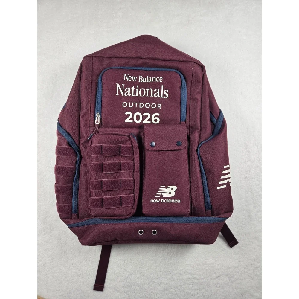 New Balance Nationals Outdoor 2026 Athlete Backpack Burgundy Navy Blue Bag New